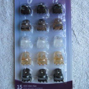 15 Goody Small Claw Clips Mini 1/2" Hair Jaw Plastic Black Brown Frosted Tan